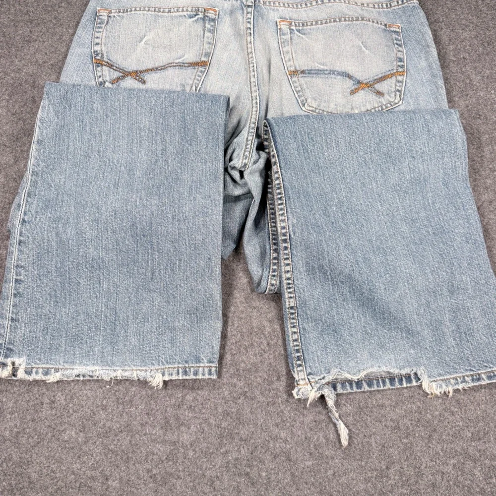 BKE Alec Mens Light Wash Distressed Bootcut Denim Jeans 100% Cotton 38x32